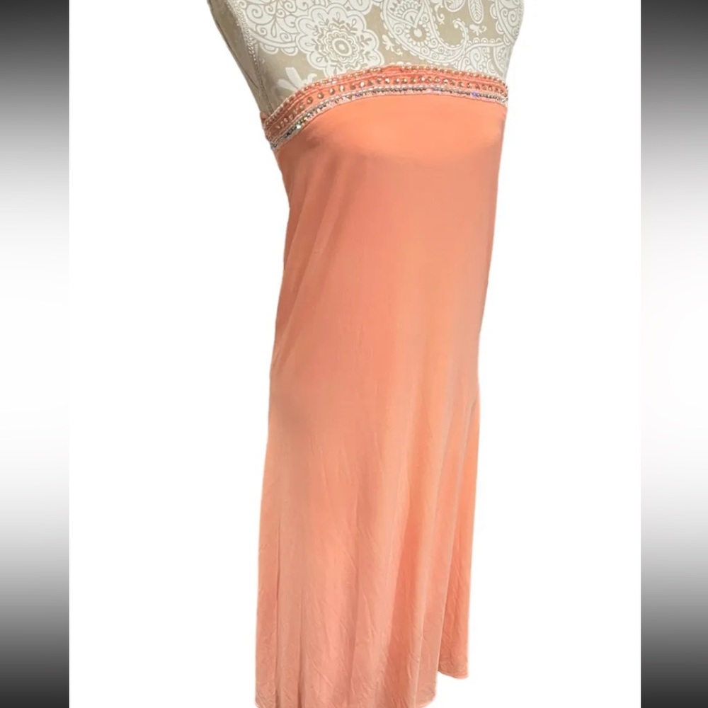 Beautiful ‘Dave & Johnny’ Elaborately Sequined Formal Peach Prom Gown Junior 5/6